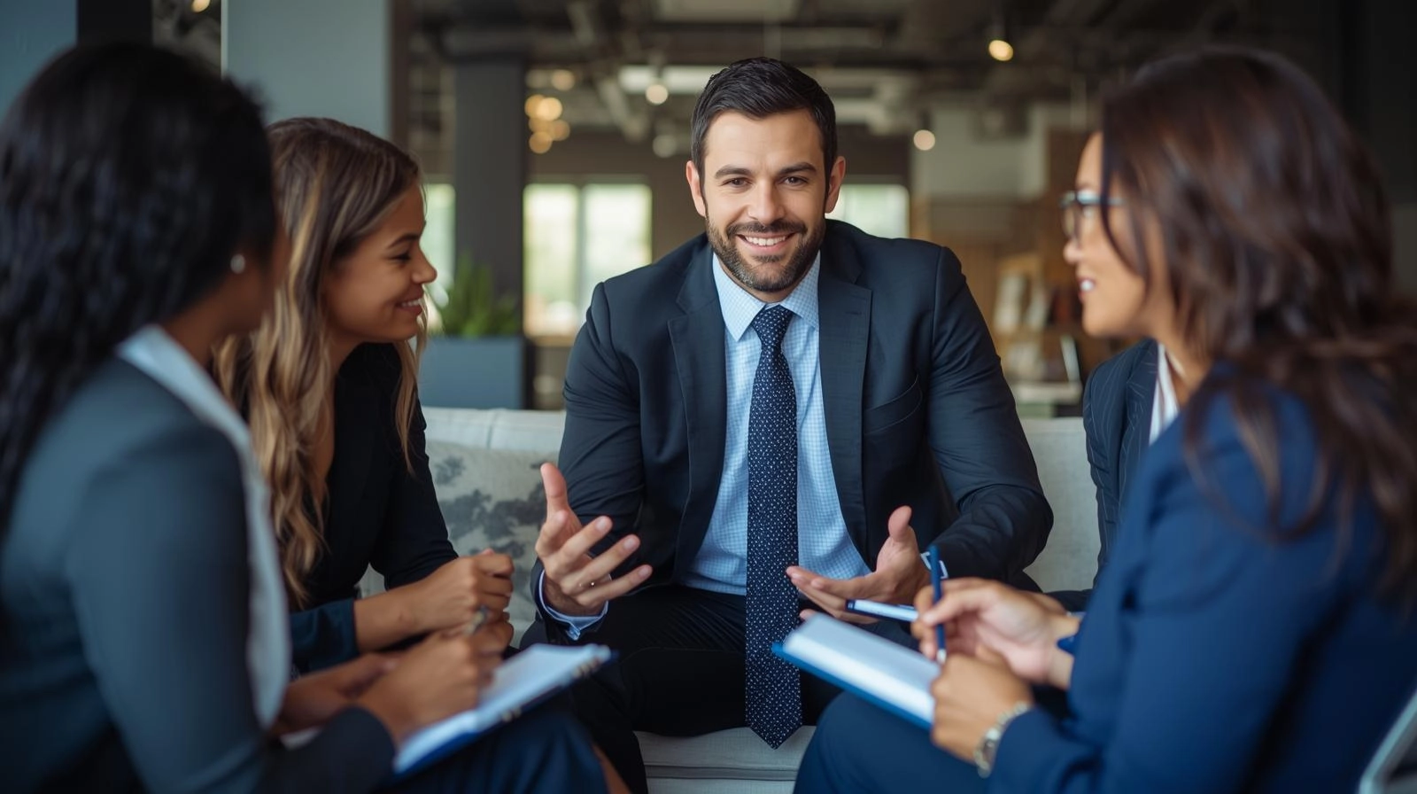 一位專業顧問在指導一群女學生